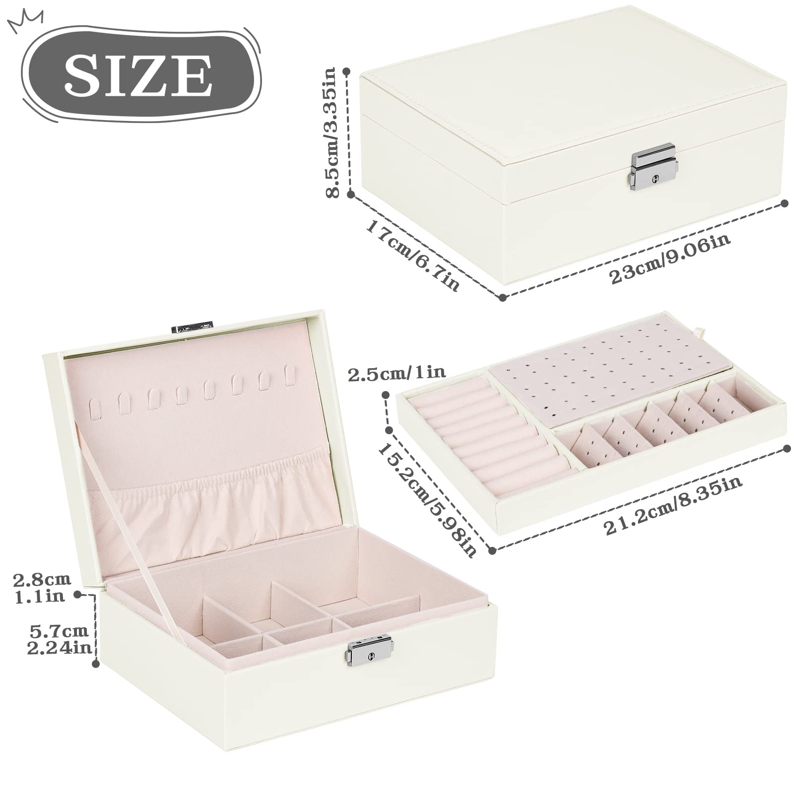 Larkumio Portagioie Donna Ragazza, Grande Porta Gioielli Bambina in Pelle PU a 2 Strati Scatole Portagioielli Cofanetto per Collane, Orecchini, Bracciali