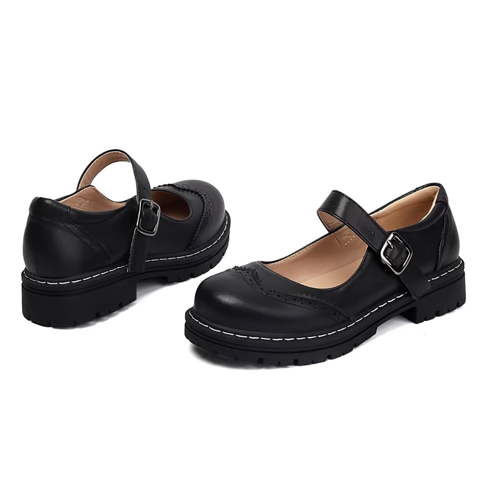 Piattaforma da donna Mary Janes scarpe morbida ecopelle Sweet Toe caviglia Lolita Gothic plateau abito décolleté scarpe eleganti chiuse scarpe basse chunky plateau sandali estivi in pelle laccata