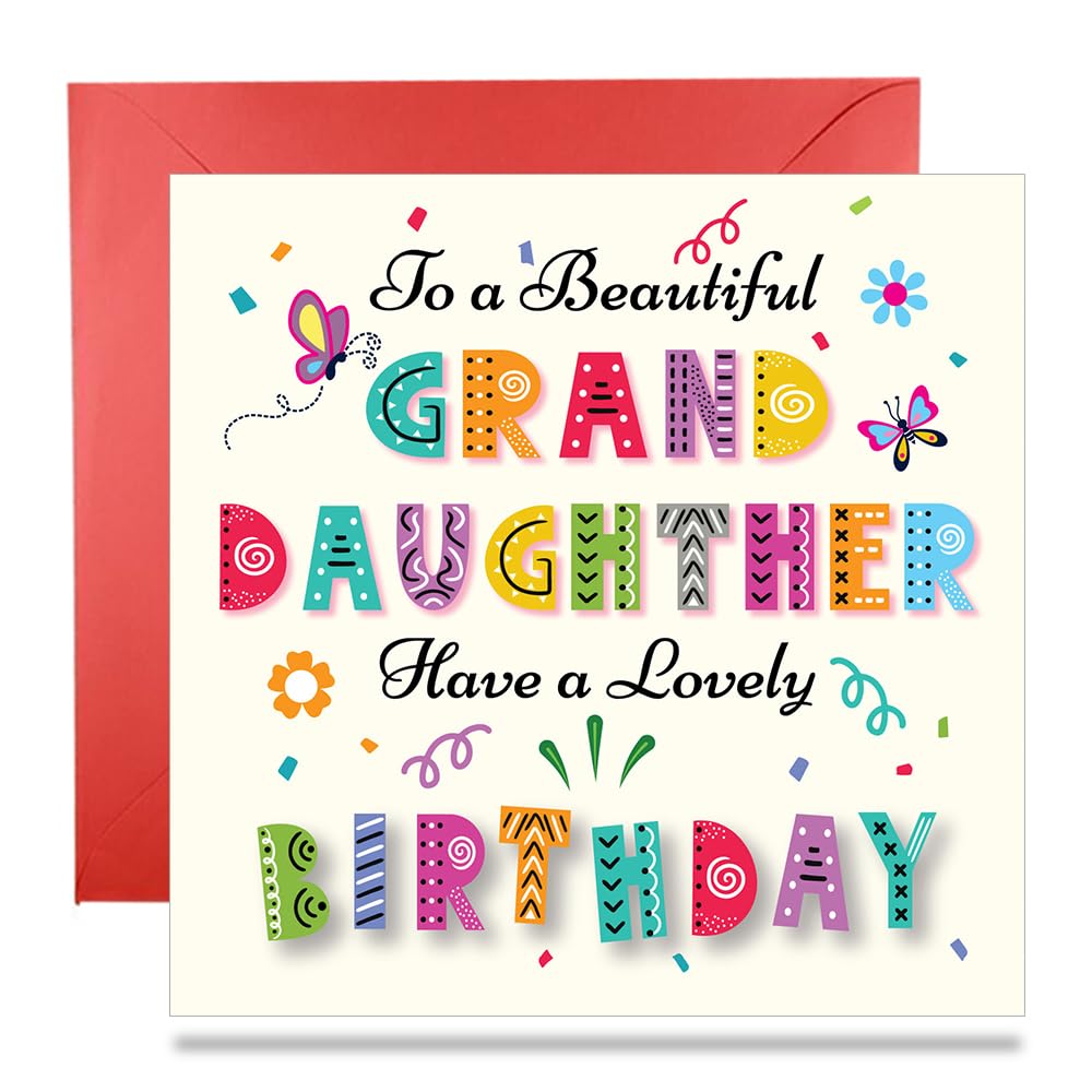 Papa PrintsHappy Birthday Card Granddaughter Birthday Cards Adult (145 x 150 mm) Greeting Card with Envelope Birthday Card for Granddaughter