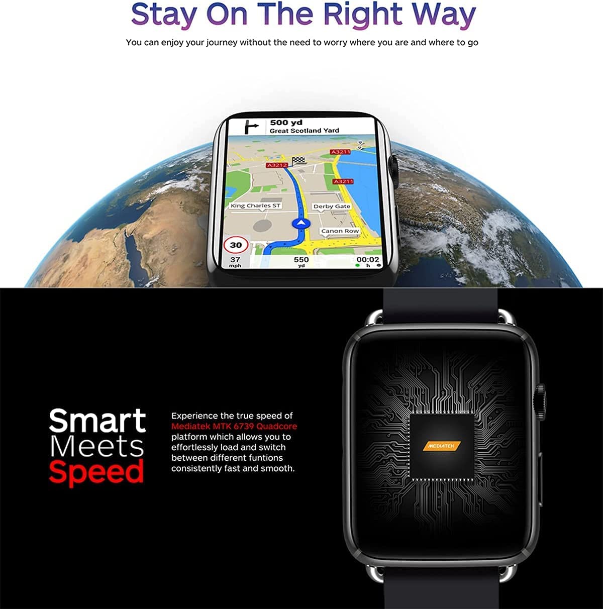 ZUMAHA Reloj inteligente con pantalla IPS de 1.88 pulgadas, ranura para tarjeta nano SIM integrada, sensor de frecuencia cardíaca, podómetro, reloj deportivo