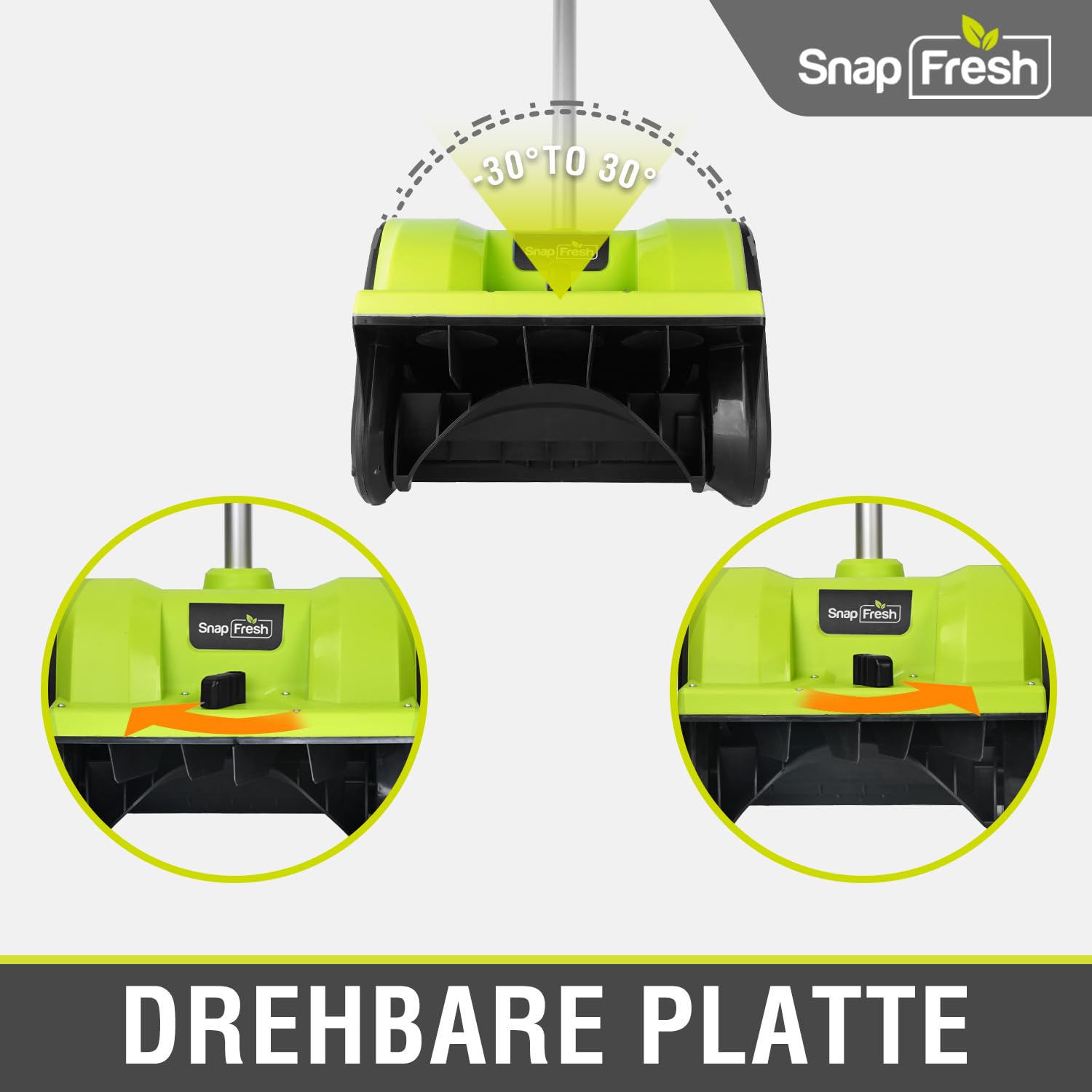 SnapFresh Schneefräse Akku 20V mit 4,0Ah & Ladegerät – Ultra-leicht nur 3,5 kg | 30 cm Räumbreite, 10 cm Schneehöhe, bis 4,5 m Auswurf | 60° verstellbarer Auswurfkanal | Ideal für Gehwege & Einfahrten