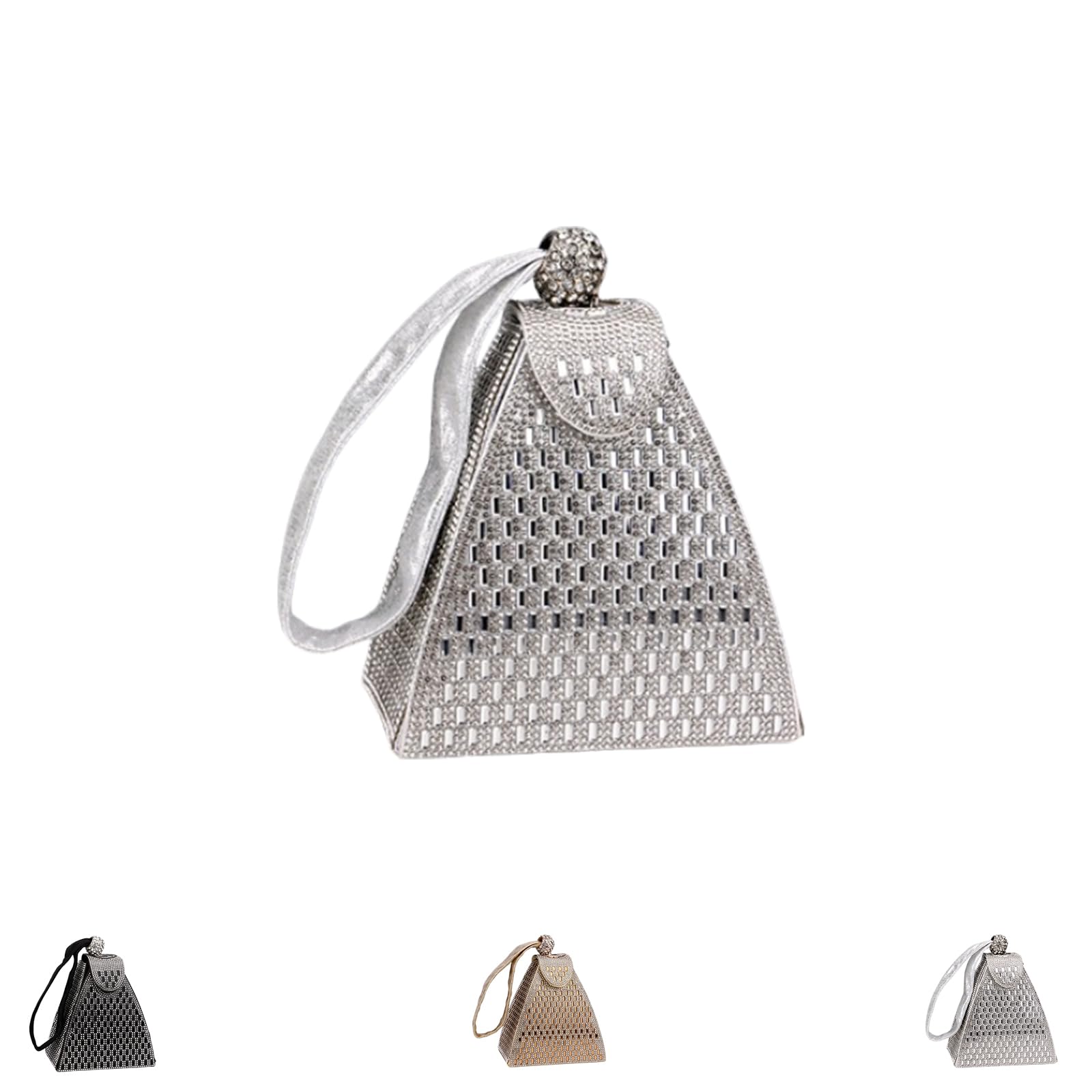 Bolso de Mano con Forma de Pirámide de Cristal, Bolsos de Noche de Lujo con Diamantes de Imitación