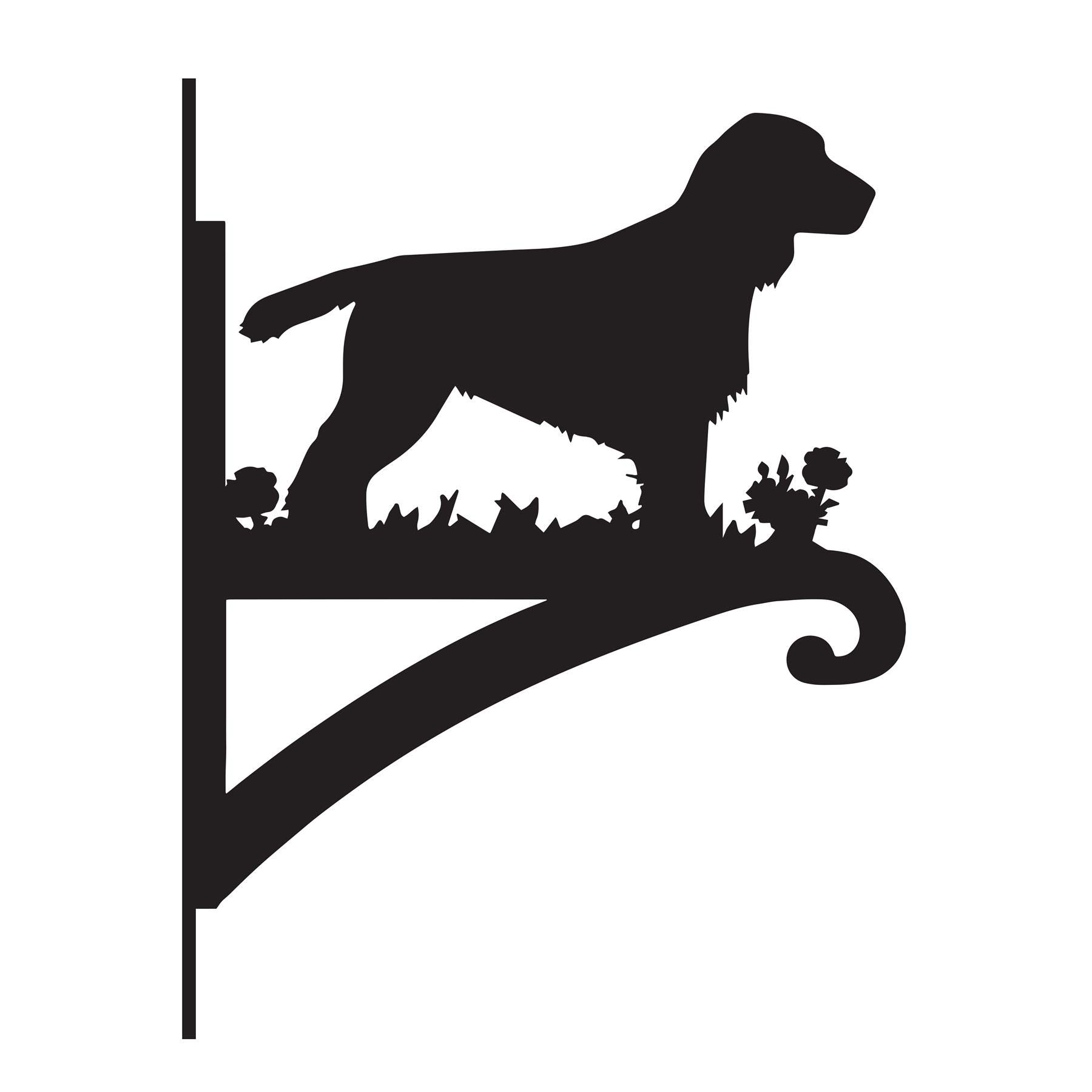 Black Steel Cocker Spaniel Dog Hanging Basket Bracket - Wall Mounted Garden Plant Hook for Outdoor Baskets, Decorative Heavy Duty Garden Wall Hook