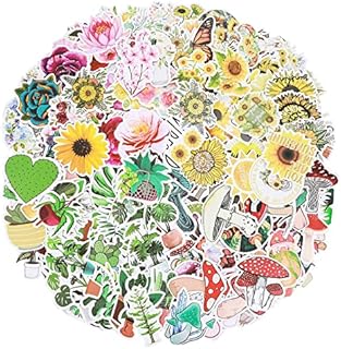 Lusofie 200Pcs Plant Sunflower Mushroom Flower Stickers Vinyl Waterproof Stickers Kids Stickers for Laptop Water Bottle Phone Skateboard Scrapbooking DIY Arts Crafts