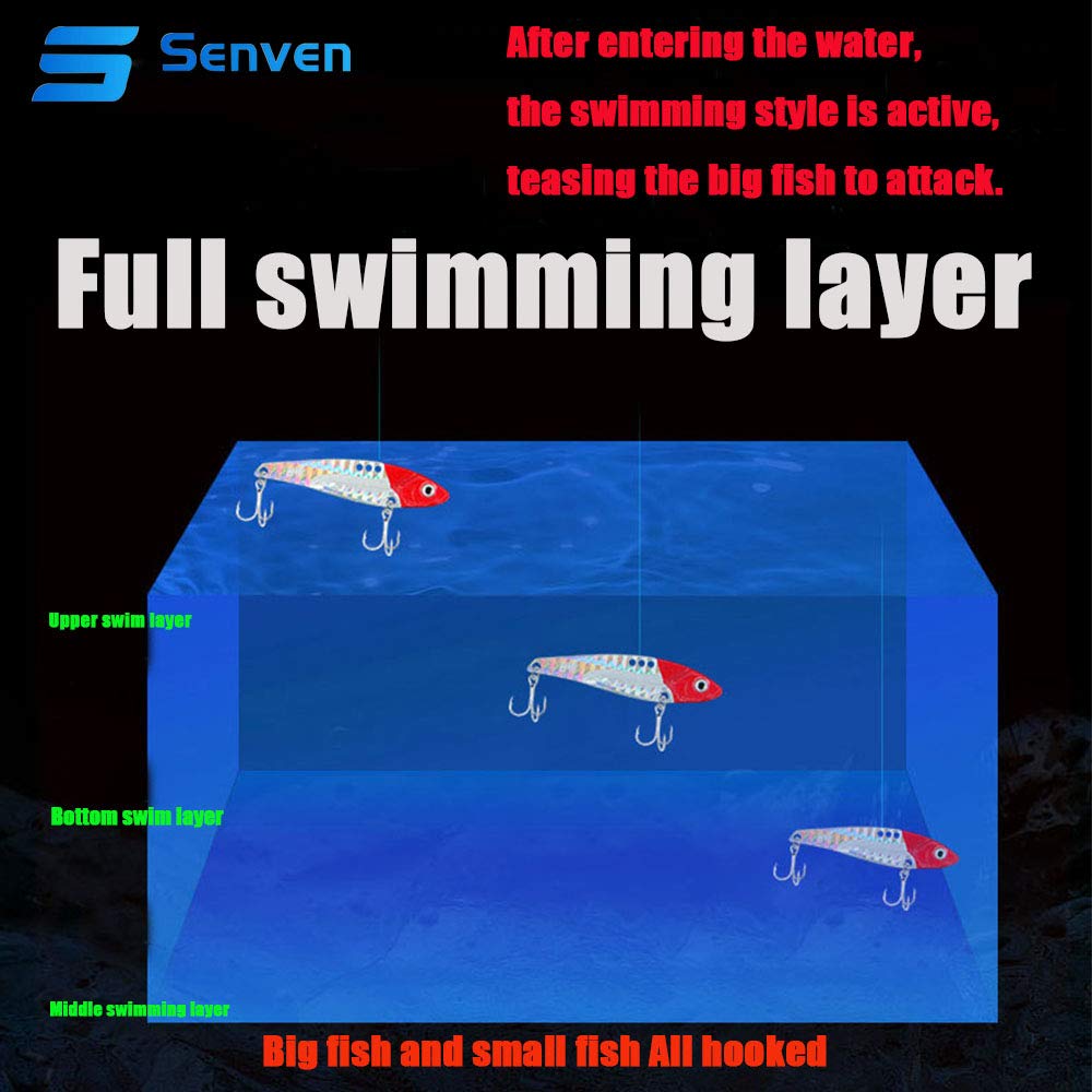 Kit di 5 Esche VIB a Manovella - Esche di Metallo Con Lama Rotante, Spinner e Occhi 3D per Pesca - Vibration Lama