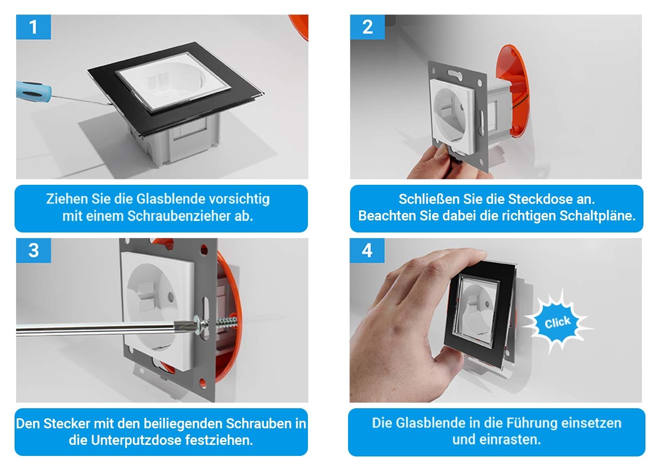 LIVOLO Glas Touch Lichtschalter und Steckdose mit USB-C 18W Anschluss Zweifach im Glasrahmen Weiß Sensorschalter Ladedose Schuko USB TYP C Unterputz Einbau VL-C701-FCTF16A-C1-SR-11-A