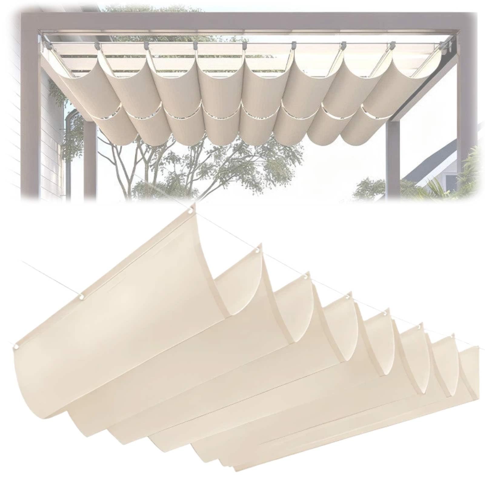 Voile d'ombrage rétractable imperméable et résistant au vent pour abri