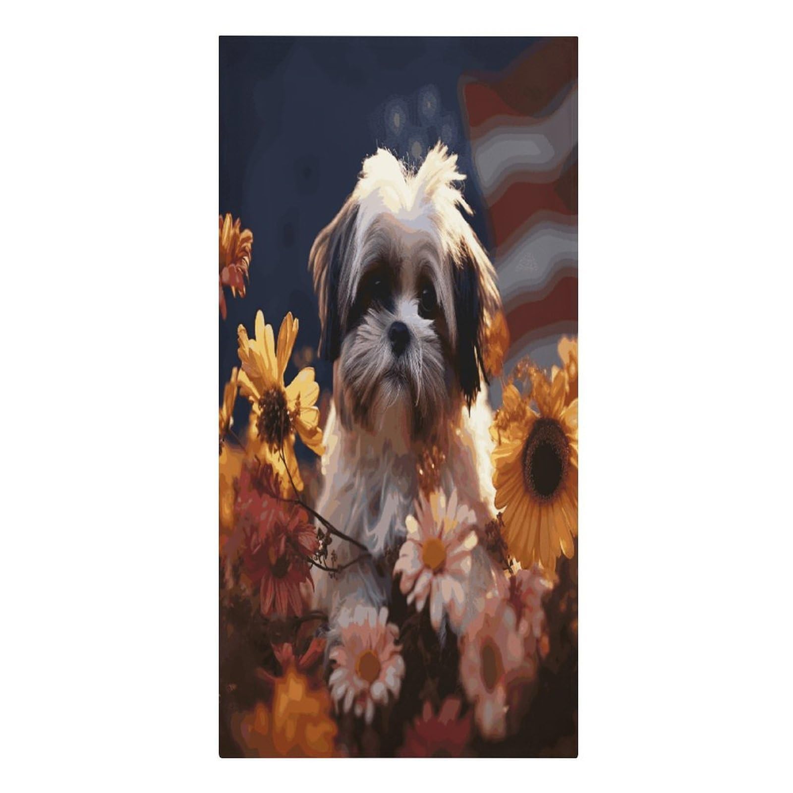 Adfgyerh Women's Style Shih Tzu Dog And Flowers Microfiber Sand Free Towels Large Quick-Dry. Beach Towel For Swimming Pool Camping Beach .Beach Accessories， They Are Essential Accessories For Adults, And Men, Vacatio