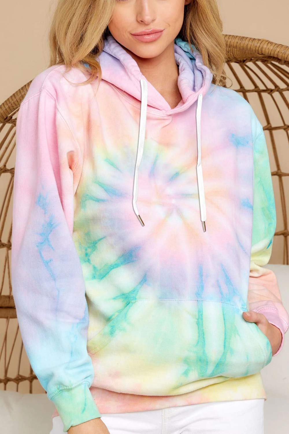 HVEPUO Sudaderas Mujer con Capucha Sudadera Tie Dye Moda 2021 Ropa Casual Hoodie