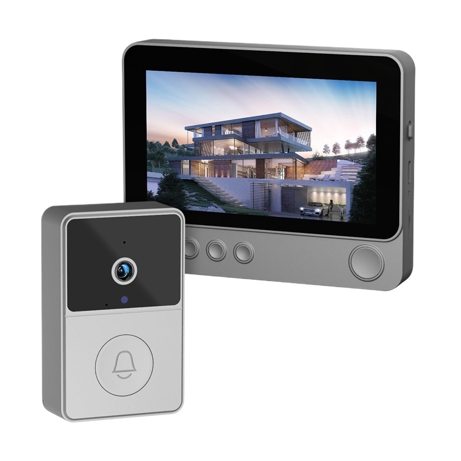 Hvsyvvsrl Doorbell 128G 2.4Ghz Wireless Two Way Audio Infrared Night Vision Door Monitoring Doorbell Video Intercom Camera 4.3" Ips Screen 640X480p View Two Way Audio(Doorbell 128G)