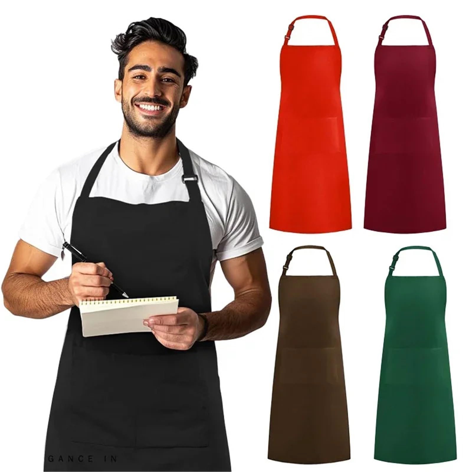 Delantal Delantal de Catering con bolsillos, delantales de cocina familiar, Catering, Chef, panadería, café, camarero, ropa de trabajo, 2 uds. Para Restaurante, Cafetería