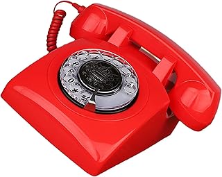 Telefono Fijo Vintage, Teléfono Fijo con Cable for Casa/Sala De Estar/Dormitorio/Hotel/Oficina, Negra/Rosa/Verde/Rojas/Amarillo (Color : Red)