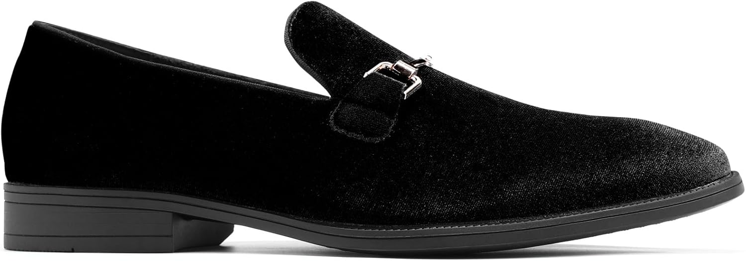 AUSTIN MILL Men's Velvet Penny Loafers Slip-On Dress Shoes with Gold Buckle for Business Party Prom - Image 3