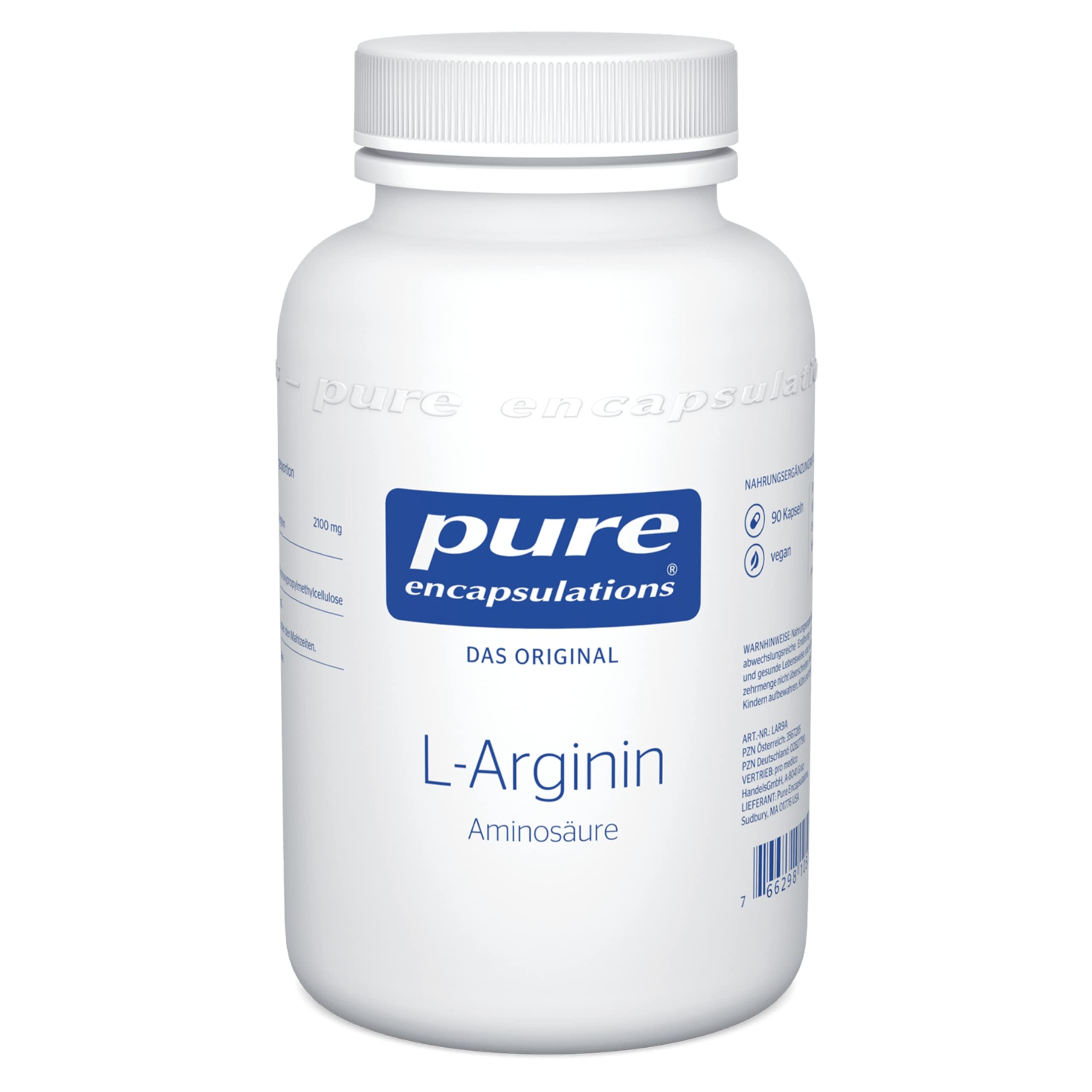 Pure Encapsulations - L-Arginin - Nahrungsergänzungsmittel mit Aminosäuren - Hochdosiert für erhöhten Bedarf - 90 vegane Kapseln