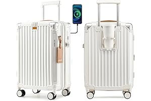 Carry On Luggage for Travel,Hard Shell Suitcase by FOCUSGEAR with CUP HOLDER