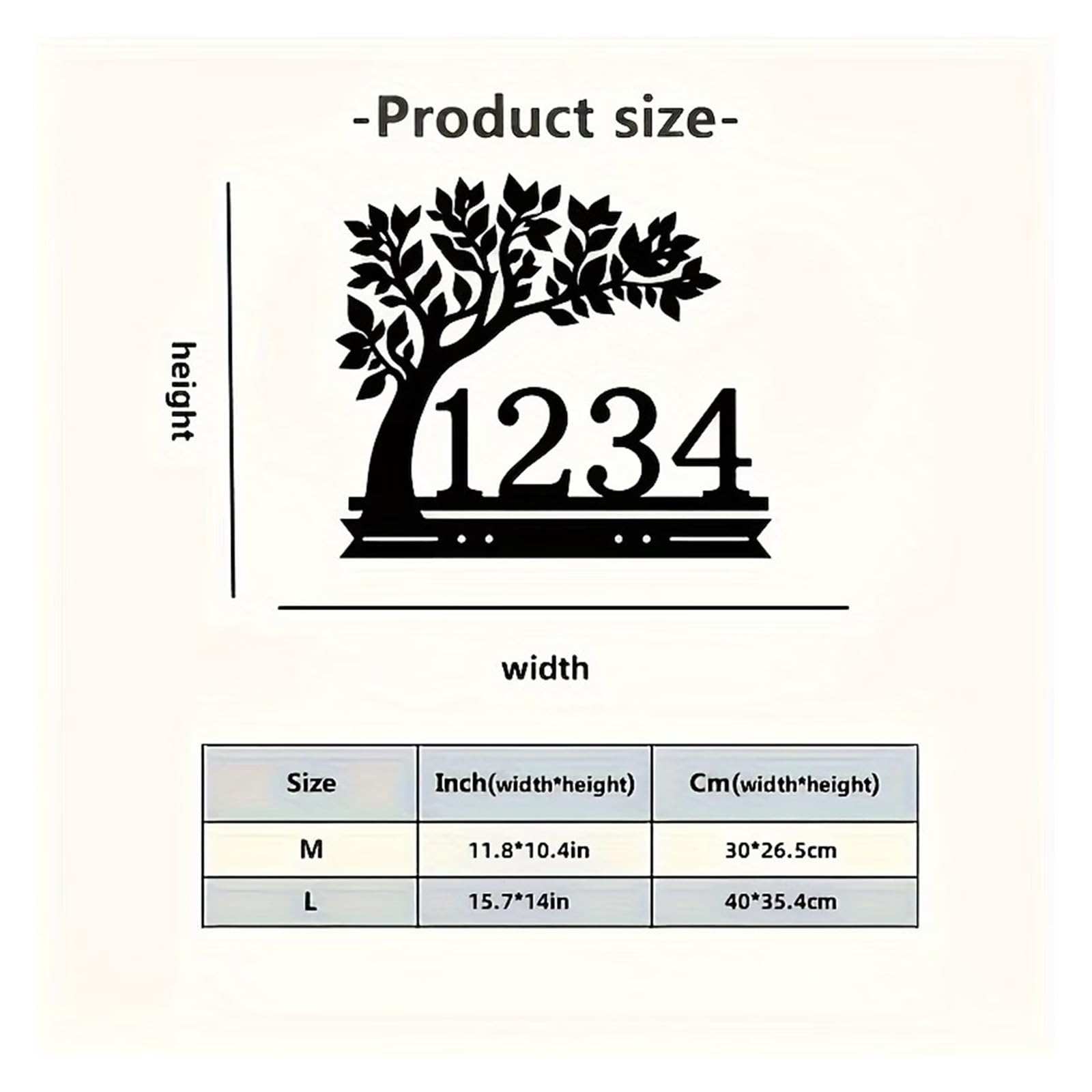 1 Targa In Metallo Con Albero Della Vita, for Indirizzo Esterno, Numero Civico E Decorazione Da Parete(30x26.5cm)
