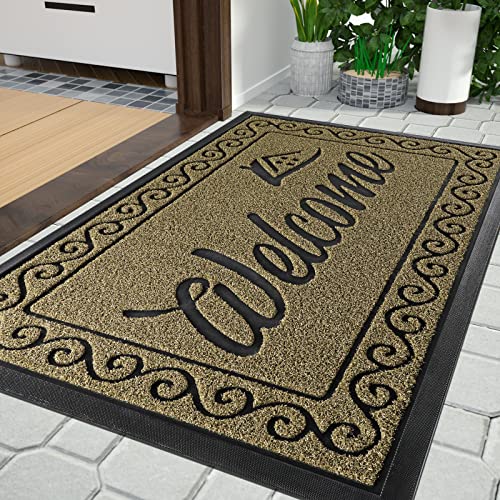 Yimobra welcome door mat, Heavy Duty Sturdy Front Mats for Home Entrance Outdoor Indoor,Non Slip Backing