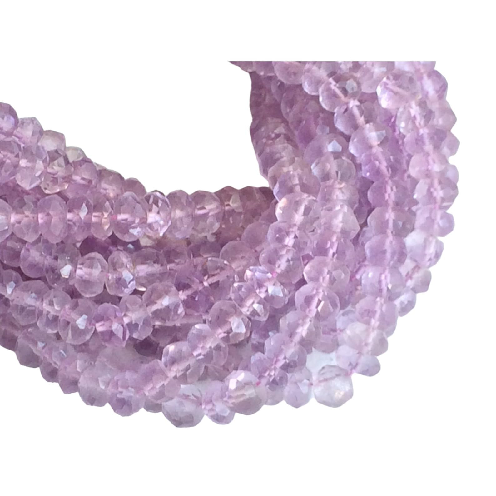 Perles rondelles à facettes d'améthyste rose 3.5mm pour enfilage et joaillerie