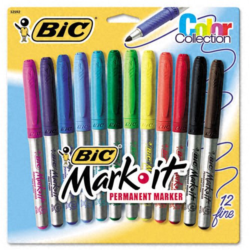 BICMark-It Permanent Markers, Fine Point, Forest Green, 12 per Set -:- Sold as 2 Packs of - 12 - / - Total of 24 Each