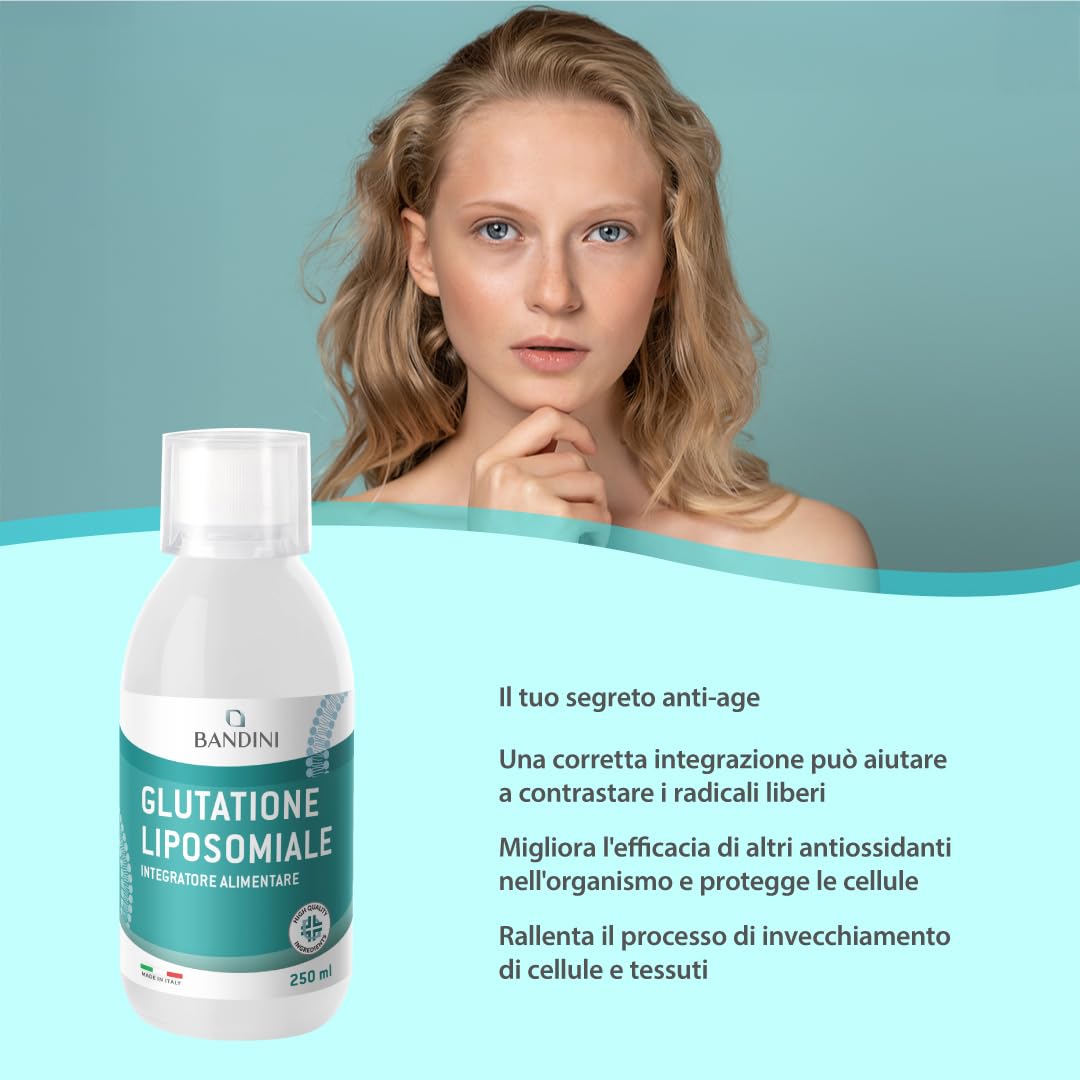 bandini liposomal glutathione 250 ml | 250 mg of L-Glutathione Reduced and Bioactive Fermentation by Dose | Antioxidant, Anti Ageing, Counteracts Free Radicals BodyBio Liposomal Glutathione