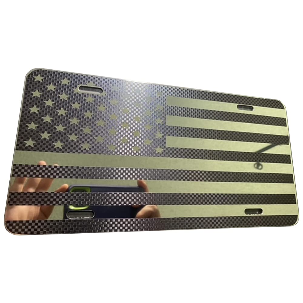 CustoMonsterDesigns Tactical US American Flag Mirrored Aluminum License Plate S12