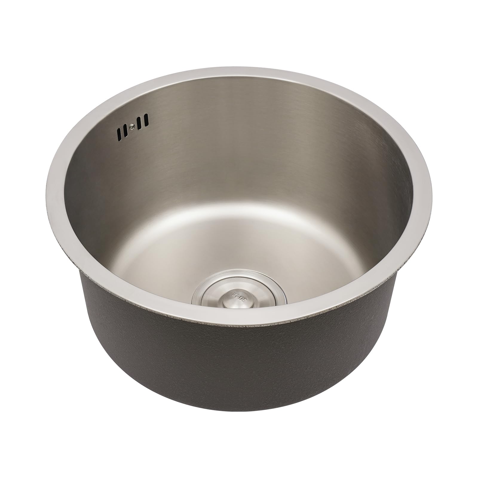 Lavello da cucina rotondo in acciaio inox, lavello da incasso, diametro: 36 cm, design moderno, per cucina, sala da pranzo, bar