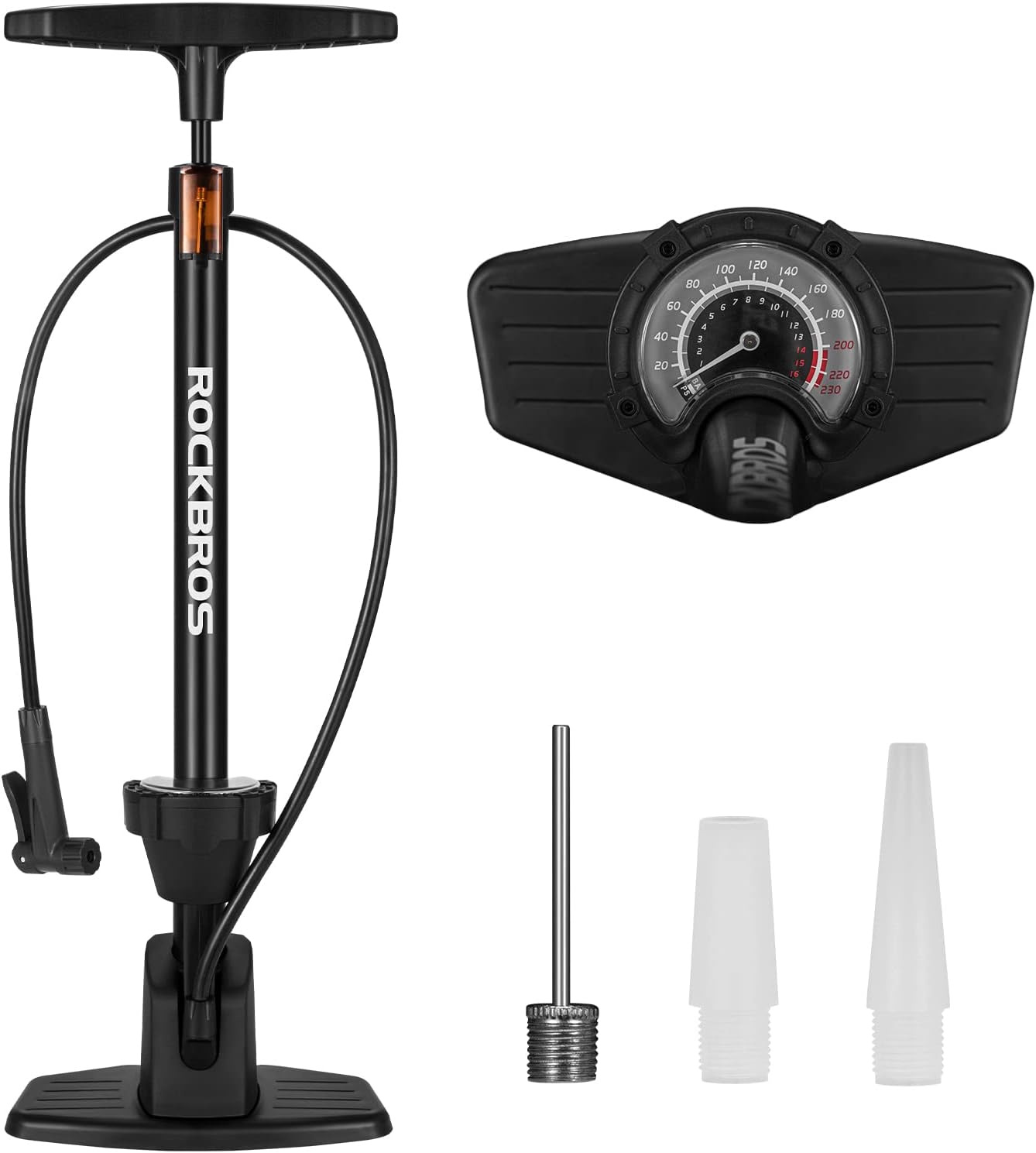 ROCKBROS Bike Floor Pump with Gauges 160PSI High Pressure
