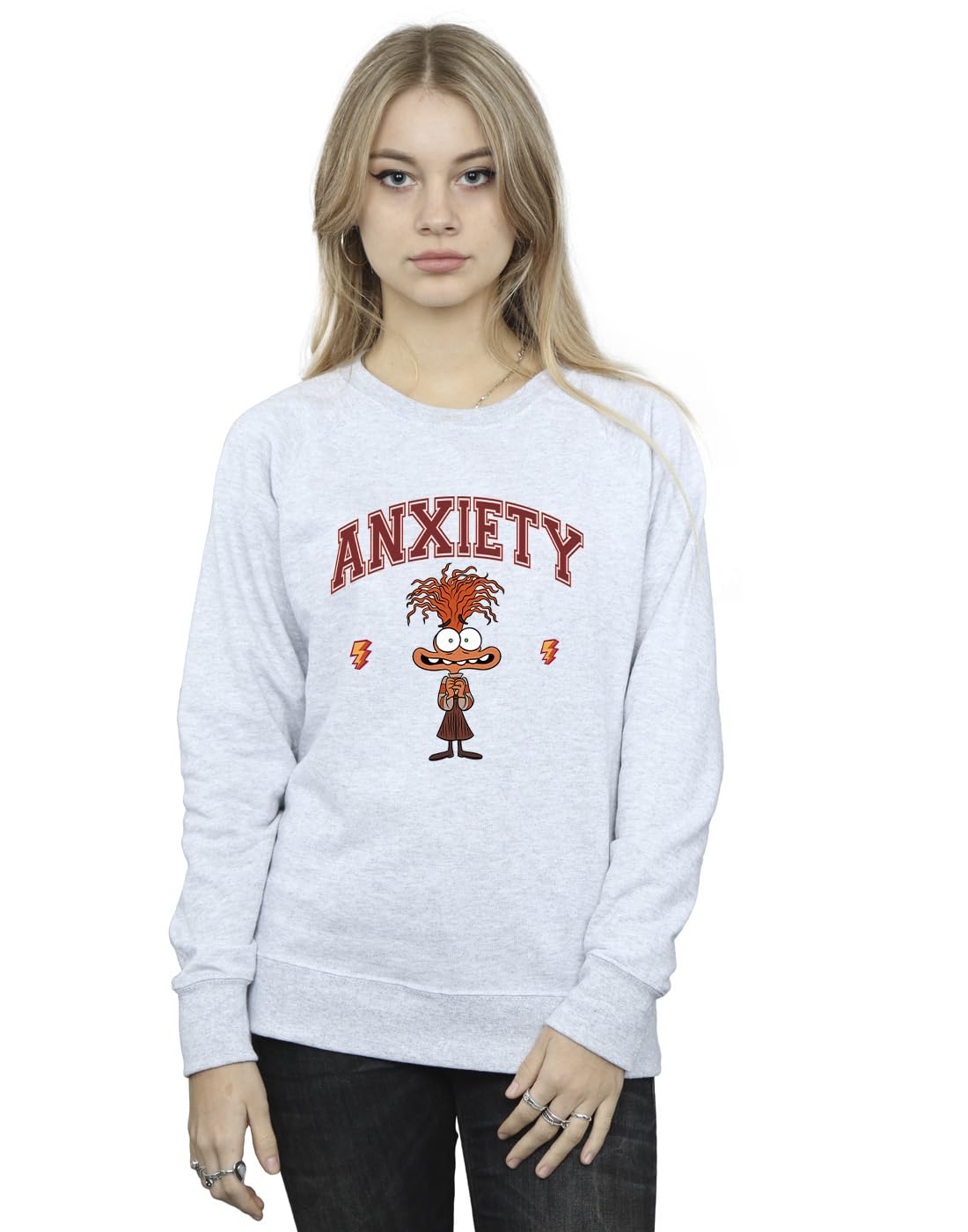 Disney Women's Inside Out 2 Anxiety Collegiate Sweatshirt Sport Grey Medium