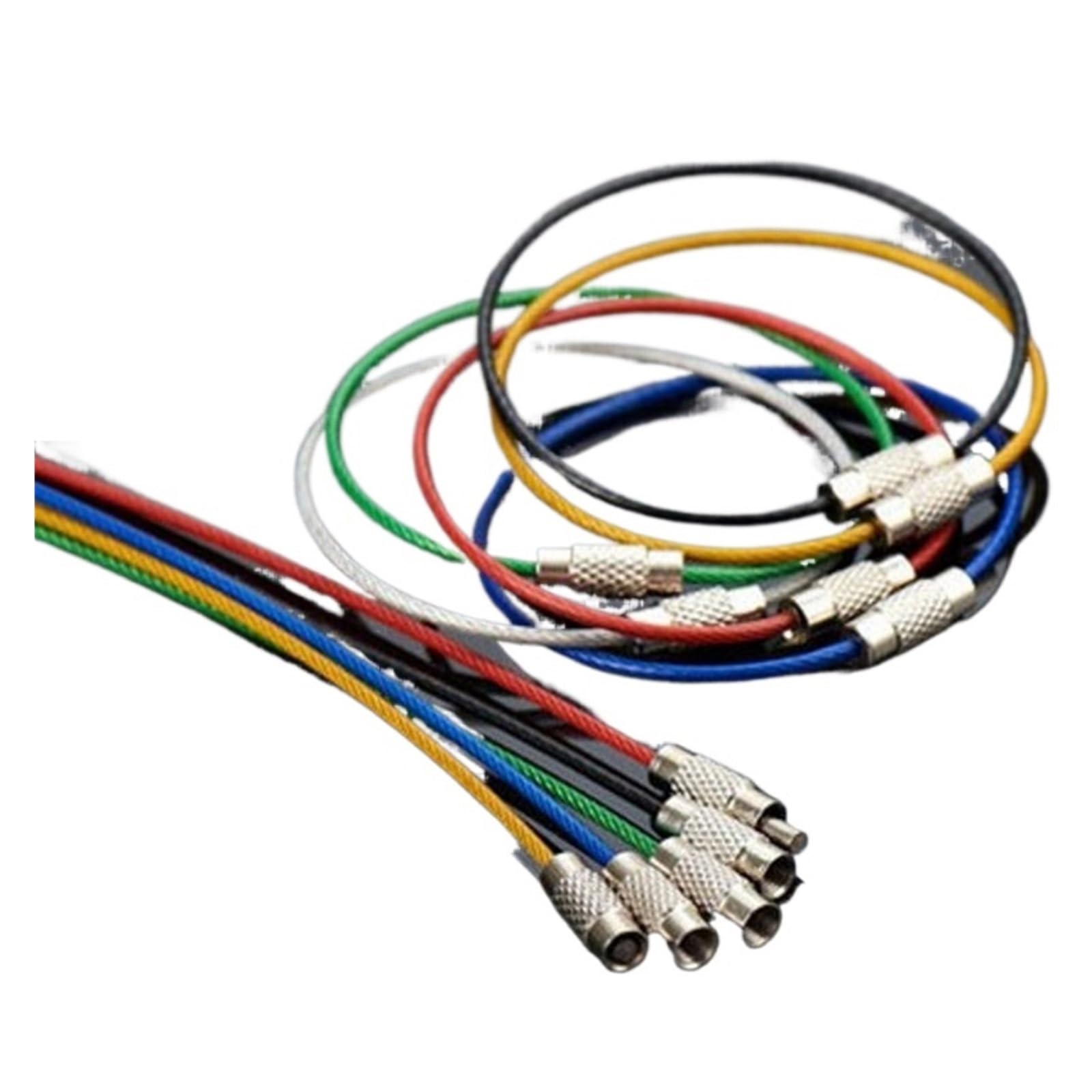 KABALI 20Pcs Stainless Steel Wire Keychain Tag Rope Wire Cable Loop Screw Lock Gadget Ring Key Keyring Circle Camp Hanging Tool