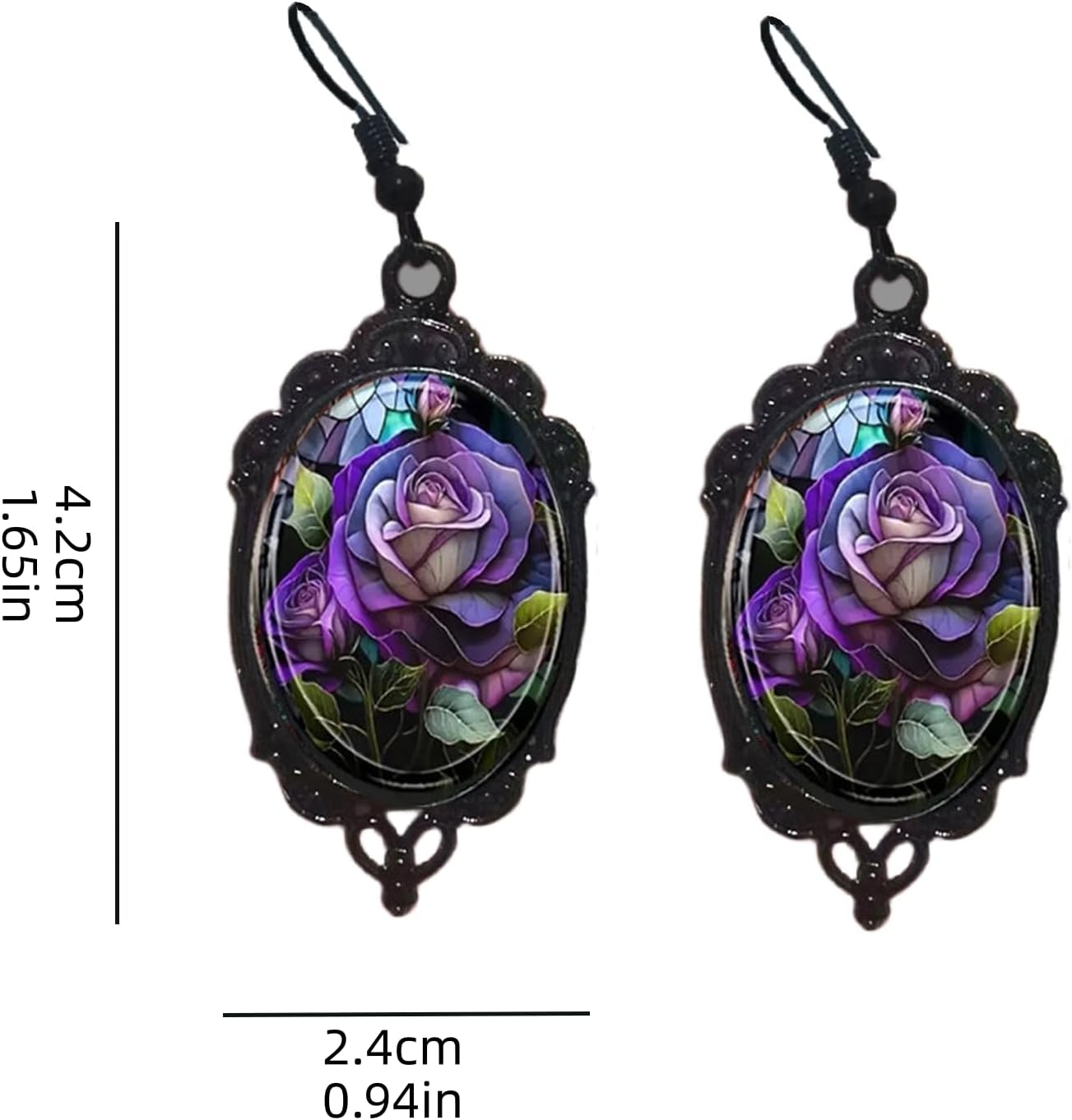 Gothic Rose Drop Earrings for Women Colorful Flower Cameo Dangle Earrings Halloween Retro Rose Earrings Victorian Mystic Jewelry Accessories Gifts - Image 4