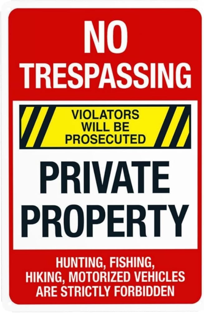 No Trespassing Violators Will Be Prosecuted Private Property Hunting Fishing Hiking Warning Sign Private Property Security Metal Signs For Business Wall Safety Caution Decor Gift For Women 8x12 Inch