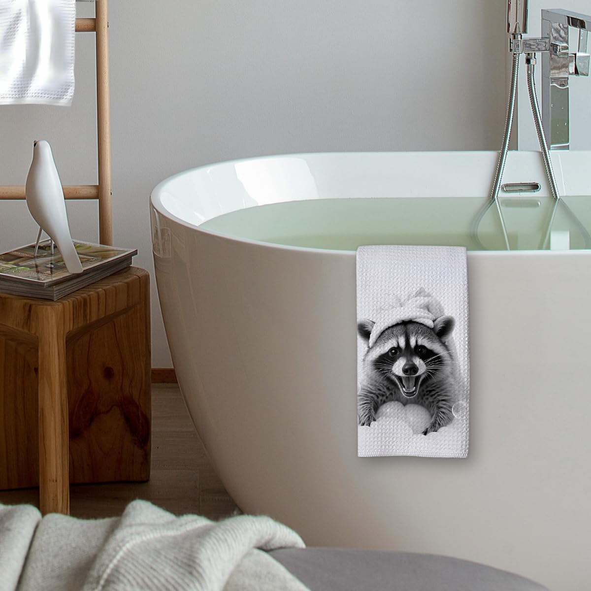 KIDEAR Funny Raccoon Hand Towel for Bathroom,1 PCS Cute Raccoon Kitchen Towels for Kids Room Decorations Dish Towels,Cute Animal, Gifts for Women, Pet Owners Housewarming - C06 - Image 5