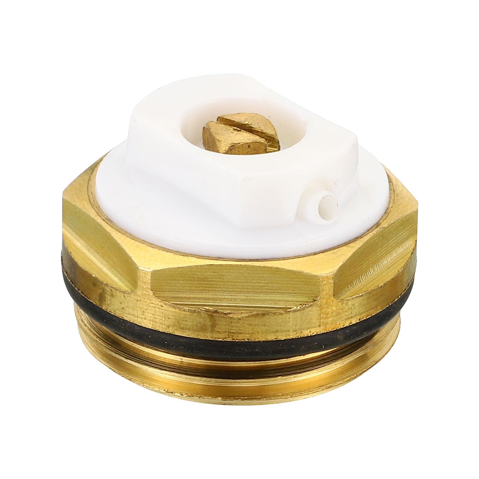 PATIKIL 3/4" BSP Male Thread Manual Radiator Air Vent Plug Valve, Brass Plug for Radiator Heater Gold White - Image 3
