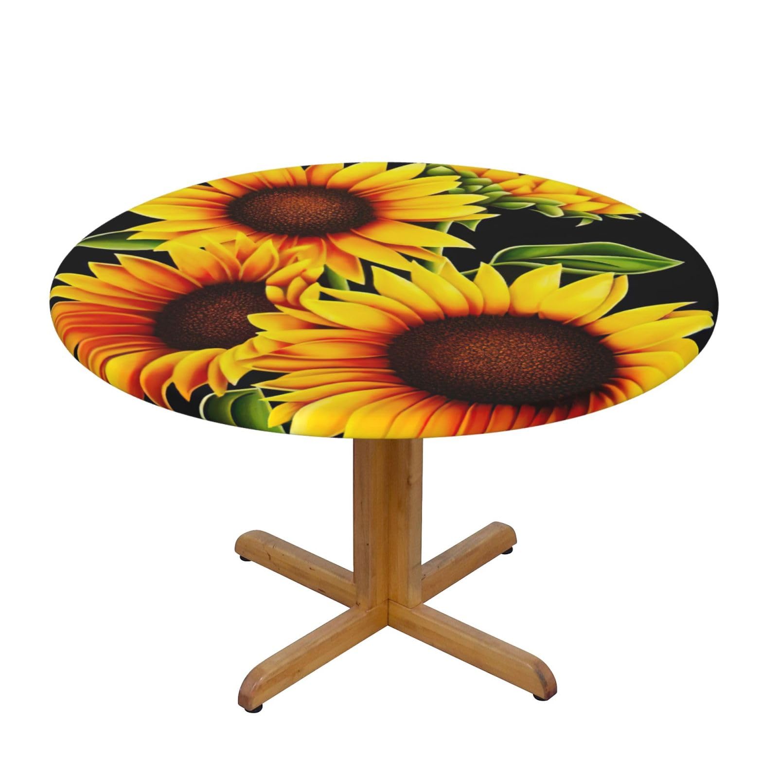 Summer Sunflower Print Wipe Clean Oval Tablecloth Stain-Resistant Dining Table Accessories Table Protector For Home