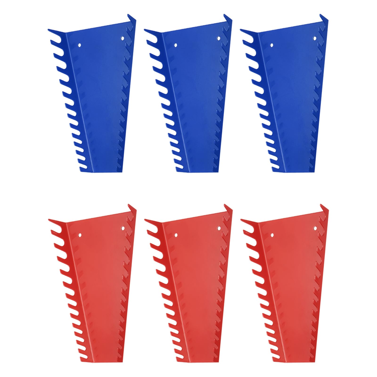 HARFINGTON 6pcs Metal Wrench Organizer, 78-Slot, Wrench Holder, Wrench Rack Tray Storage for Tool Box, Fit Metric & SAE Wrenches, Blue,Red