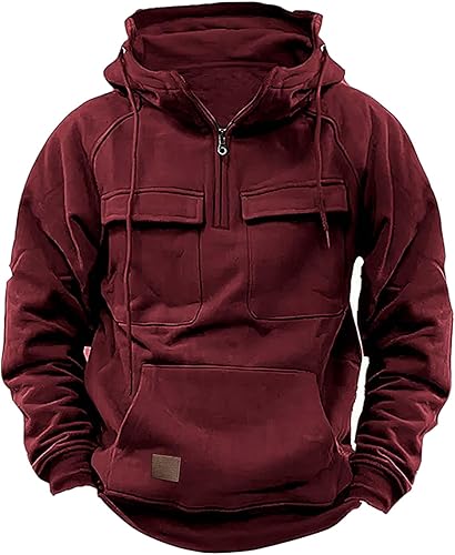 Ctreela Sudadera táctica con capucha para hombre, con cremallera de un cuarto, para entrenamiento, al aire libre, militar, para entrenamiento,