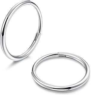 G23 Titanium Hoop Earrings for Women Men Hypoallergenic Hinged Huggie Hoop Earrings Cartilage Helix Sleeper Lightweight Small Hoop Earring Silver/Gold/Rose Gold/Black