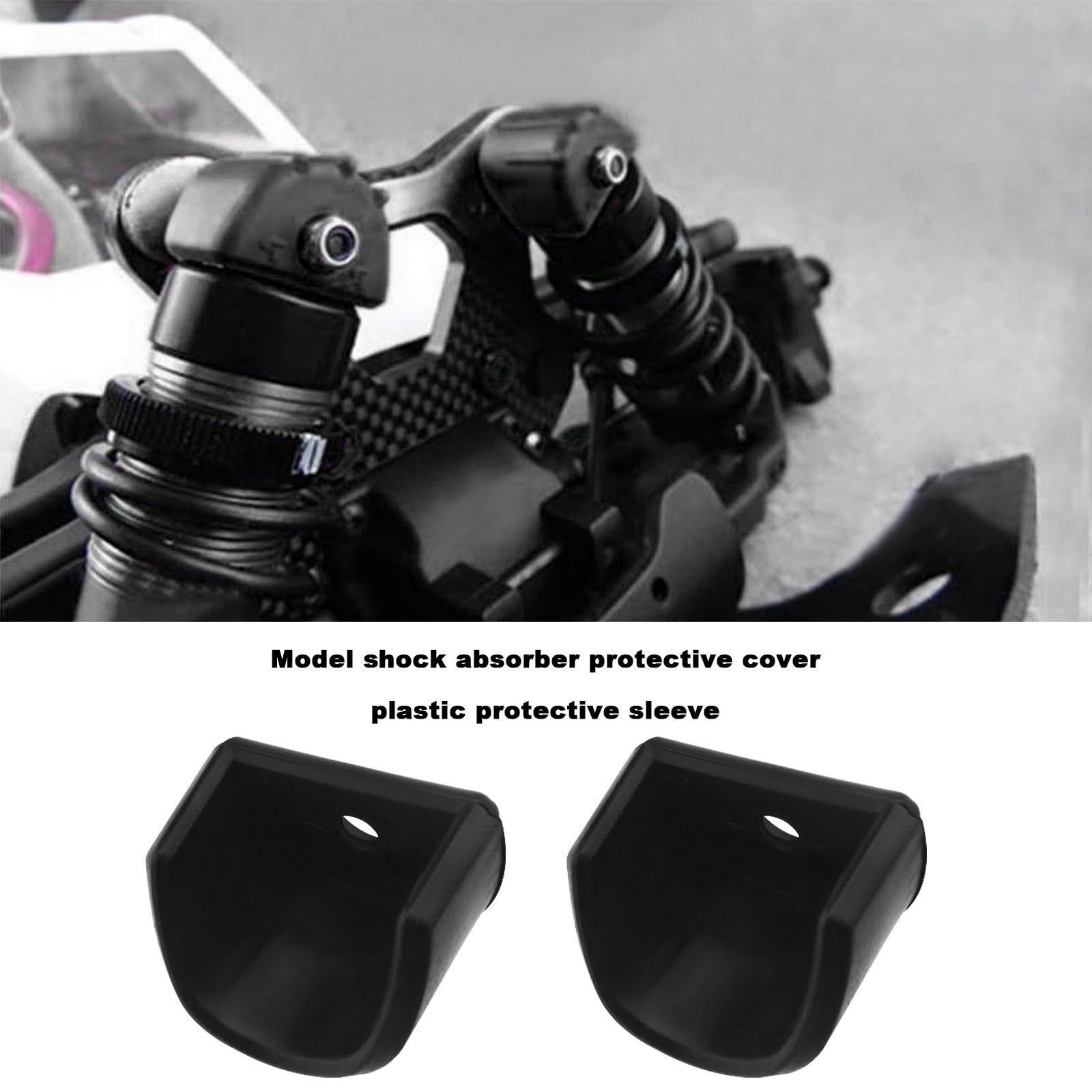 The Lord of the Tools 4Pcs RC Shock Absorption Cover Plastic RC Damping Cover RC Shock Absorber Cap Fit for 1/8 1/10 Remote Control Car Accessories Black - Image 2