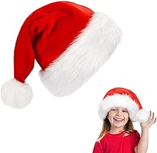 ZSYIULIA Santa Claus Hat, 28 * 38cm Classic Xmas Cap Velvet Plush, Unisex Father Christmas Costume, Kids & Adults, New Year Party
