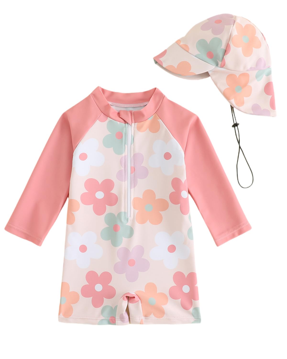 Maillot de Bain Bebe Garçon Fille Anti UV 3 Mois - 3 Ans, UPF 50+ Combinaison Bebe avec Chapeau, Tee Shirt Bébé à Manches Longues