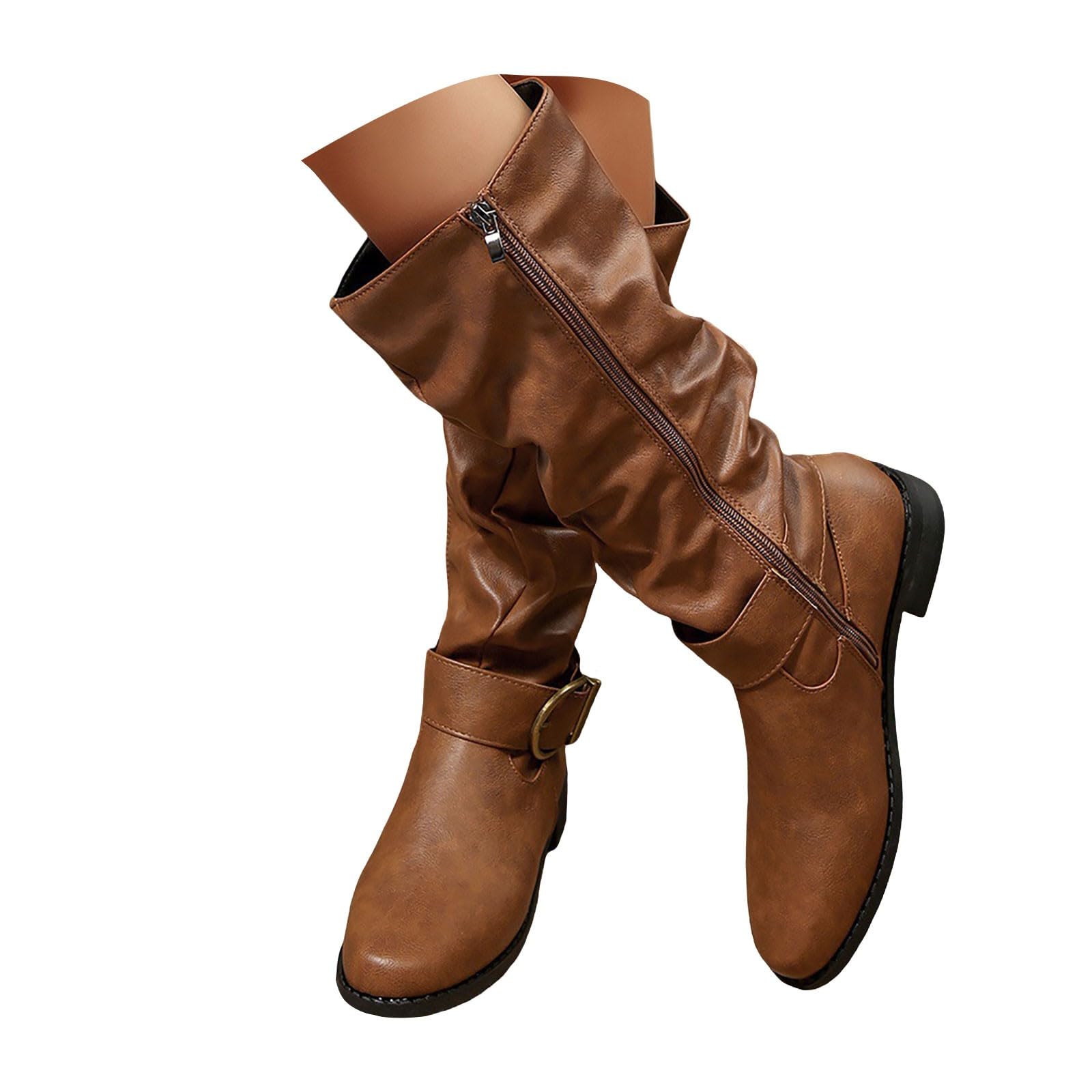 Stivali con tacco, eleganti, stile western, da cowboy, da donna, medio alto