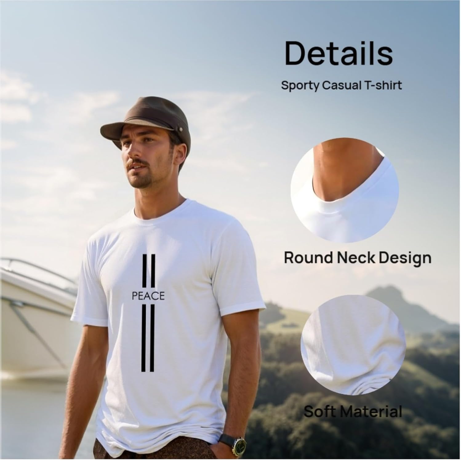 الرائد - تي شيرت كاجوال بأكمام قصيرة ورقبة دائرية ضيقة للرجال ... - view 7