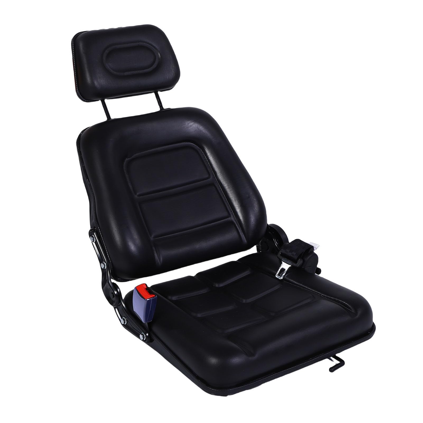Jeffergarden Sedile per Trattore Universale Sedile per Carrello Elevatore in Pelle PVC con Schienale Regolabile Binario di Scorrimento da 30 a 180 Gradi 3,15 Pollici per Tosaerba Skid Loader Terna