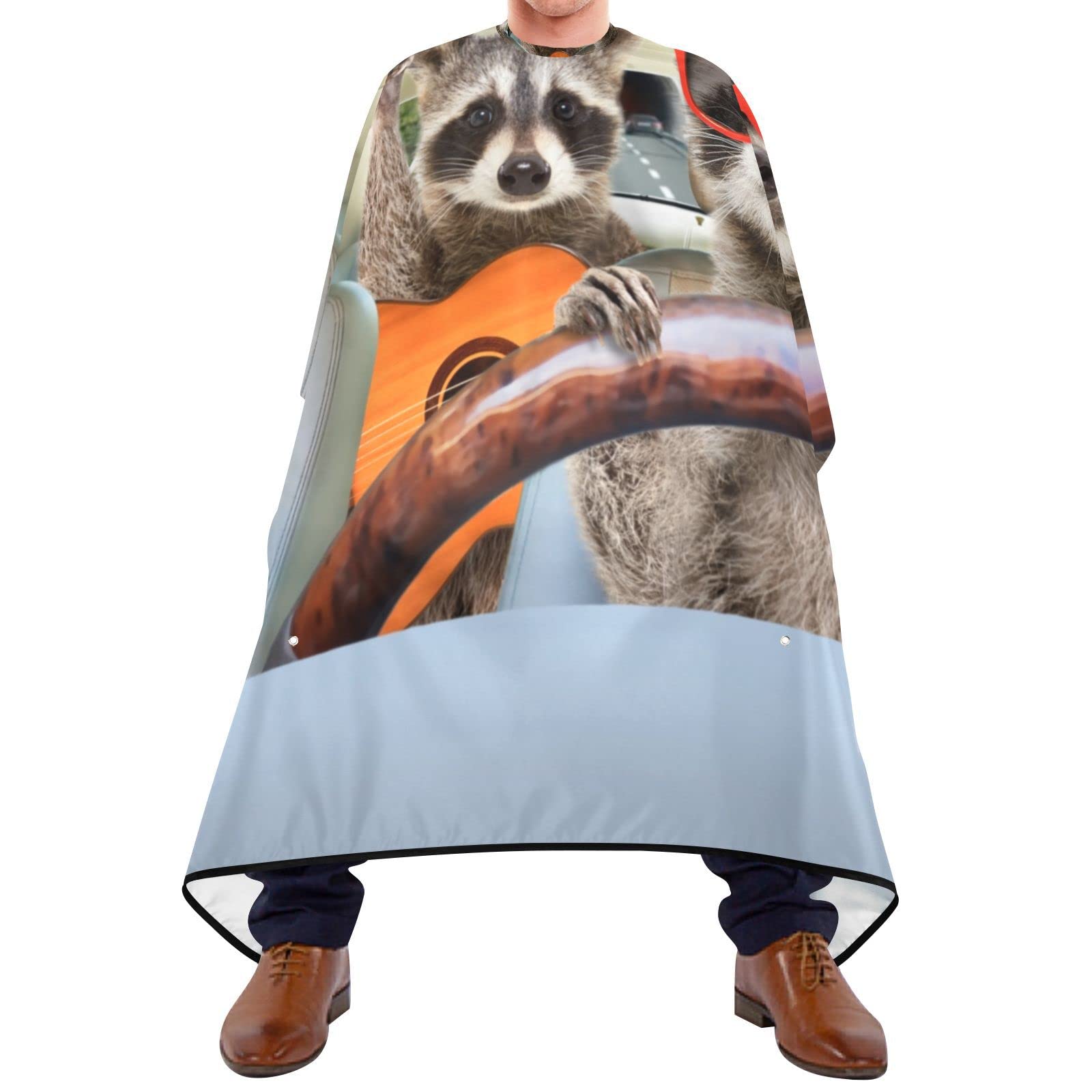 Kigai Funny Raccoon Watercolor Paint Waterproof Barber Cape for Men Adjustable Neck Size Haircut Cape Salon Cape for Hair Treatment - Cutting/Coloring/Perming