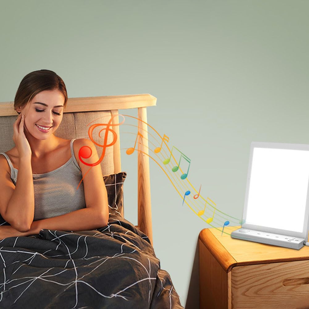 Tageslichtlampe mit 10 Weißes Rauschen LED Lichttherapielampe 20000 Lux Daylight Lampe Touch Control und Verstellbarer Sonnenlicht Lampe 3 Farbtemperaturen 6 Timer Tageslichtleuchte Simulation