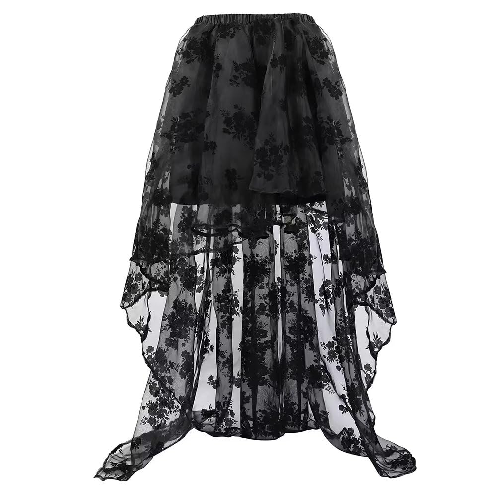 Jutrisujo Corset Bustier Jupe robe tutu Femme Sexy Ensembles de lingerie Dentelle avec Floral Guêpière Déguisement Gothique mariage