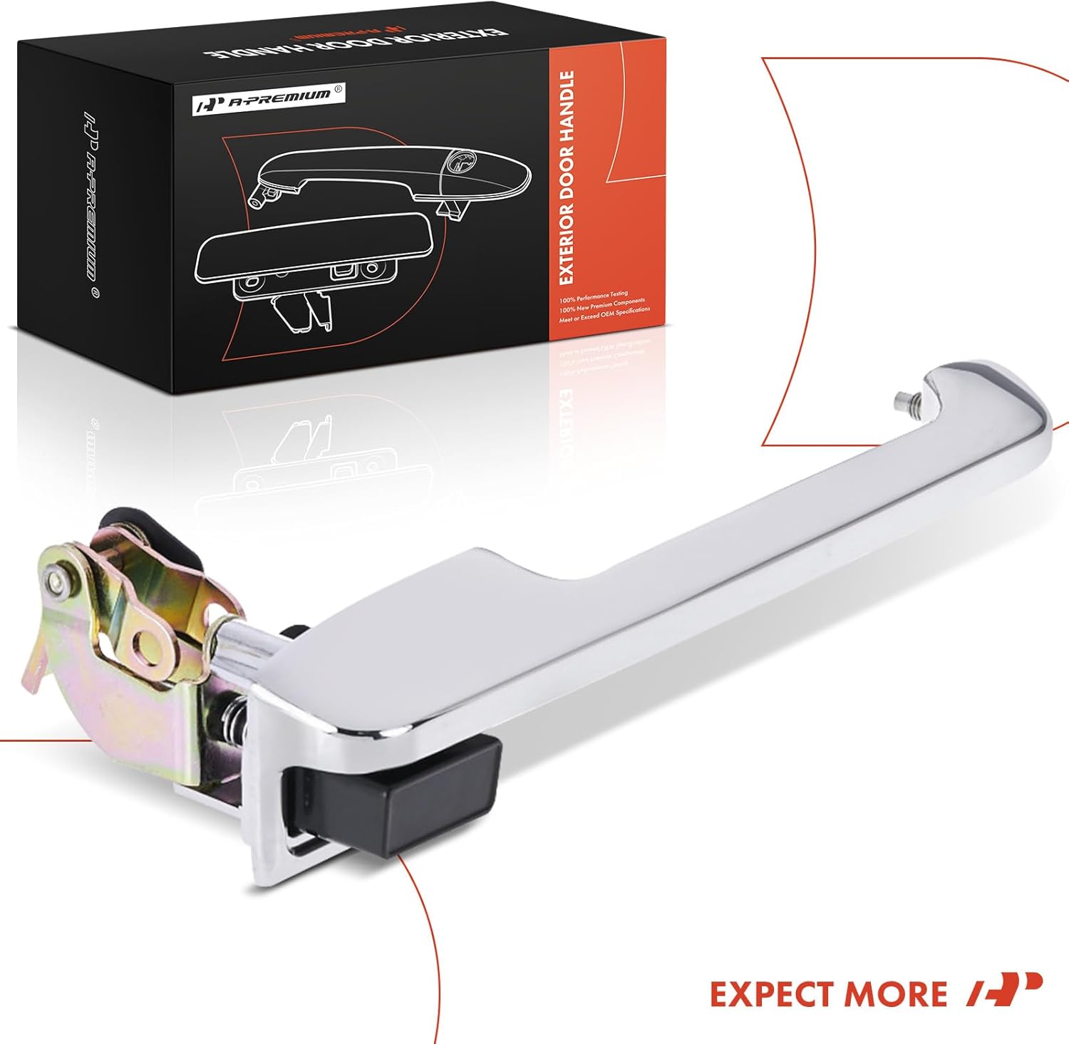 A-Premium Front or Rear Right Passenger Side Exterior Door Handle Compatible with Ford F-100, F-150, F-250, F-350, F-250 HD, F-450 Super Duty, F-53 Motorhome Chassis, F-800, Bronco, Chrome