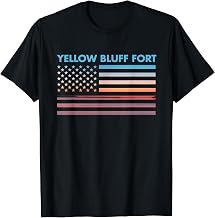 Vintage Sunset American Flag Yellow Bluff Fort, Florida T-Shirt for Women Men