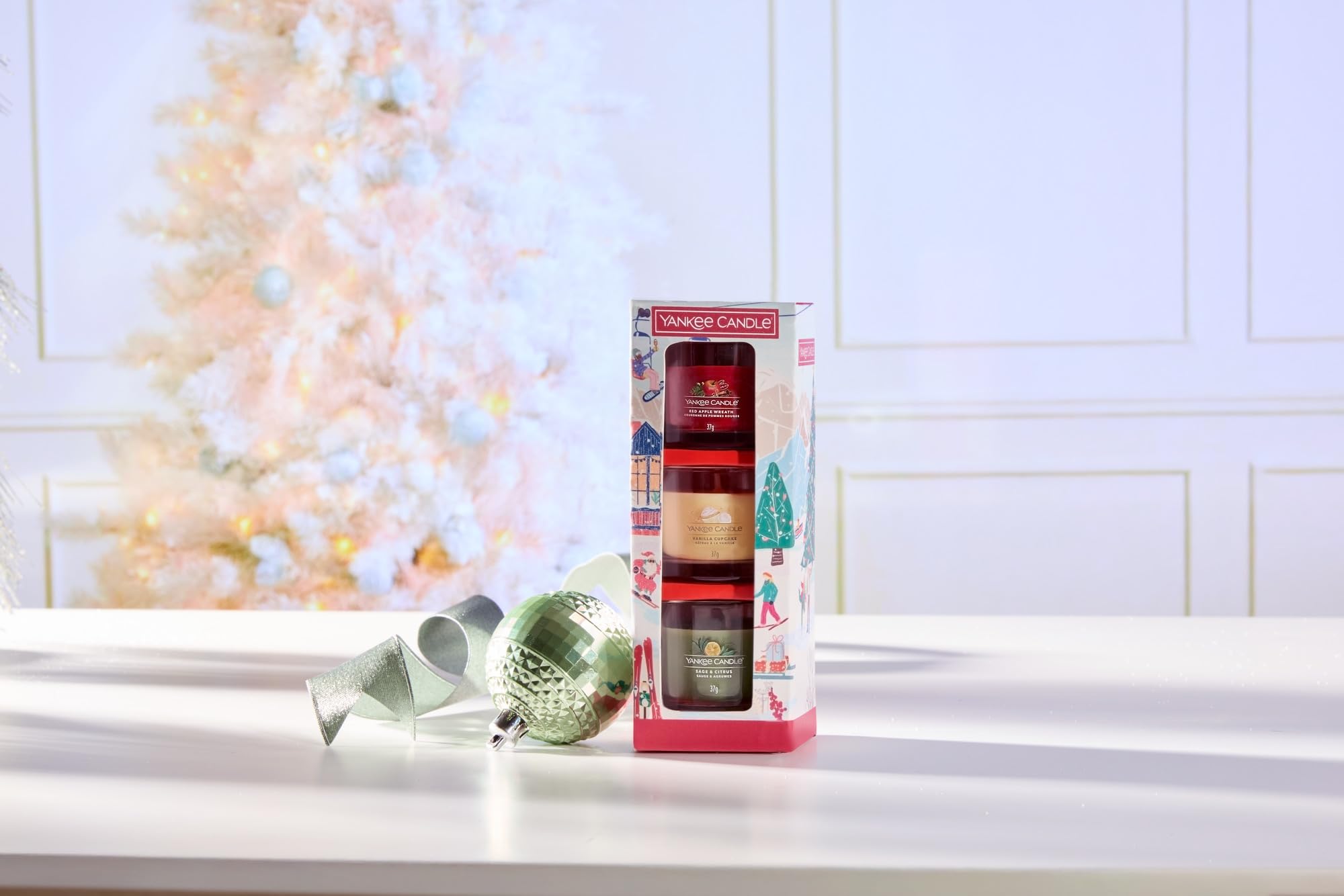 Yankee Candle Coffret cadeau 3 mini bougies Fêtes de fin d'année - Contenu : 3 mini bougies votives