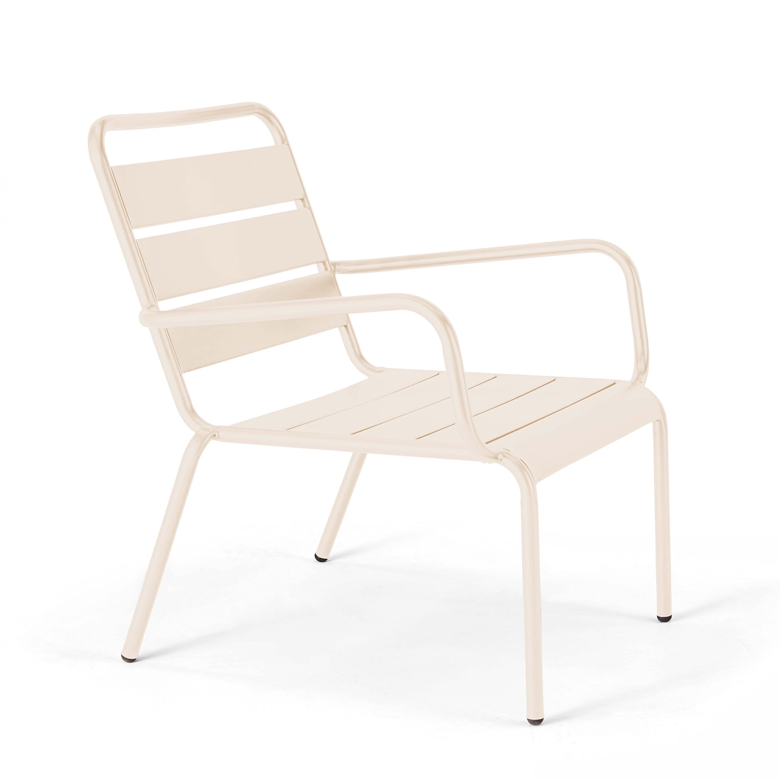 Oviala Fauteuil de Jardin Bas Relax Acier Ivoire - Palavas